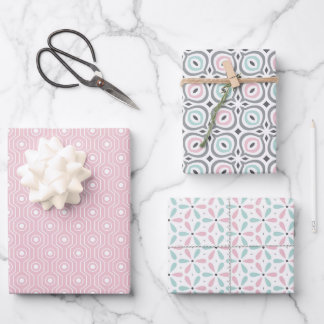 Hoja De Papel De Regalo Pastel Pattern of Pink, Mint, Gray Geometric Shape