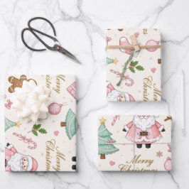 Hoja De Papel De Regalo Pastel Pink Christmas Delight