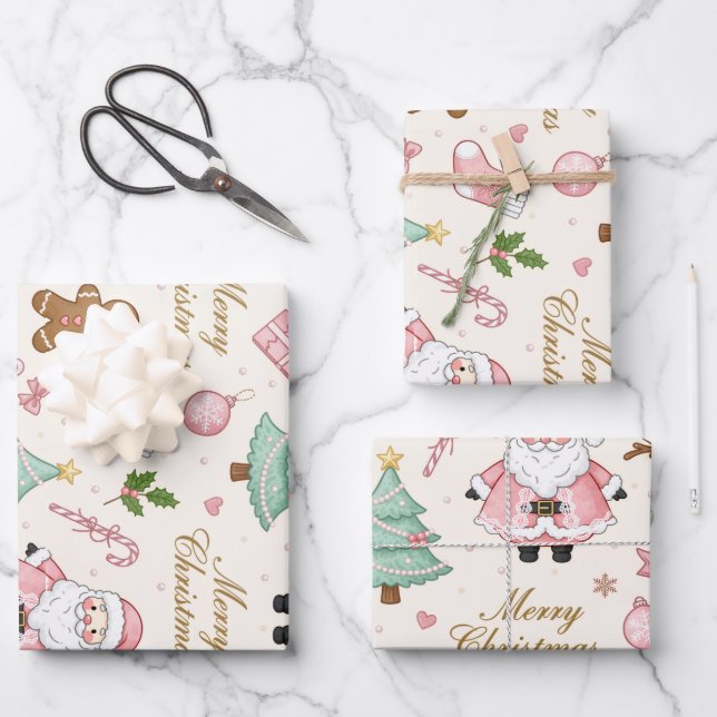 Hoja De Papel De Regalo Pastel Pink Christmas Delight (Anverso)