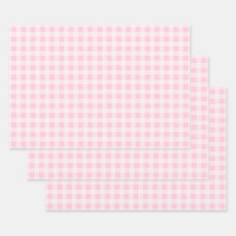 Hoja De Papel De Regalo Pastel Pink Gingham Wrapping Paper Sheets