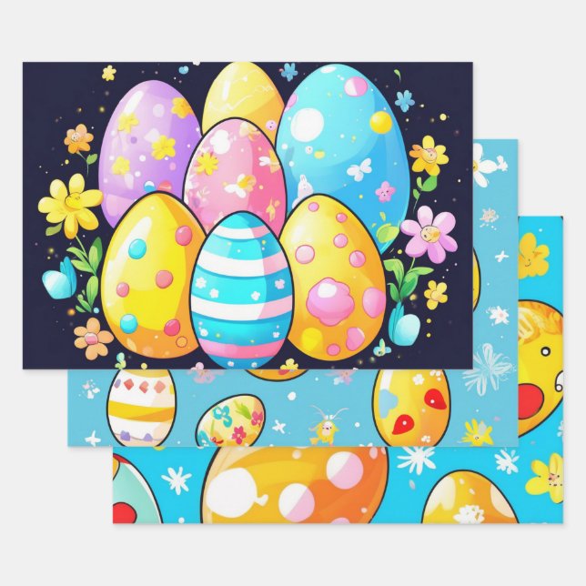 Hoja De Papel De Regalo Pastel Resumen de Huevos de Pascua (Set)