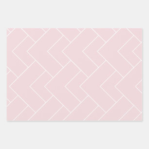 Hoja De Papel De Regalo Pastel Rosa y Blanco Estampado