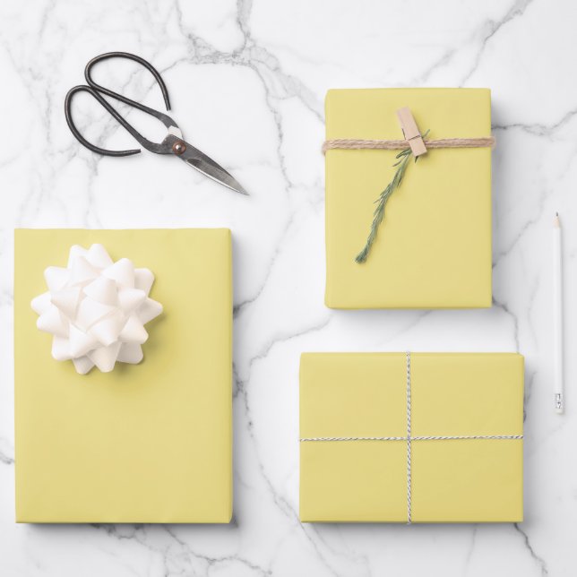 Hoja De Papel De Regalo Pastel sólido Amarillo moderno (Anverso)