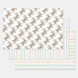 Hoja De Papel De Regalo Pastel Teddy Bear Birthday