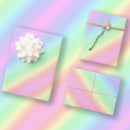 Hoja De Papel De Regalo Pastel Unicorn Rainbow Stripes Gradient