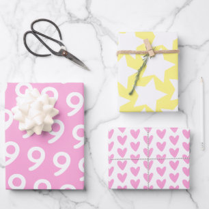 Hoja De Papel De Regalo Pastel w. Estrellas Blancas - Cumpleaños de los N