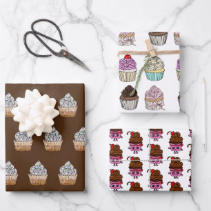 Hoja De Papel De Regalo Pasteles de chocolate y fresa Feliz cumpleaños