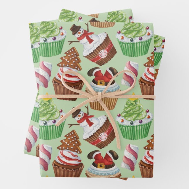 Hoja De Papel De Regalo Pasteles de Navidades de acuarela (In situ)