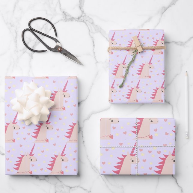 Hoja De Papel De Regalo pasteles de unicornio boho (Anverso)