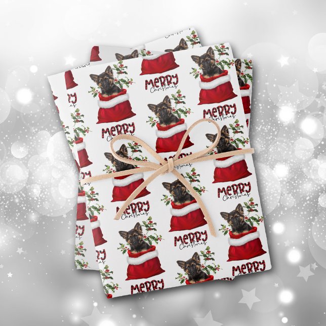 Hoja De Papel De Regalo Pastor alemán en bolsa de regalo de vacaciones (Subido por el creador)