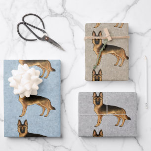 Hoja De Papel De Regalo Pastor Alemán Negro y Canela Perro de Dibujos Anim