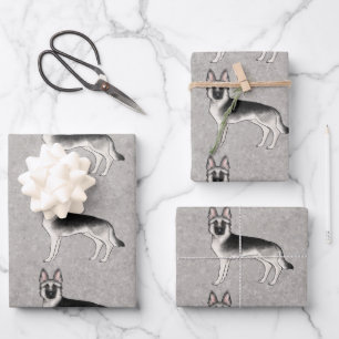Hoja De Papel De Regalo Pastor Alemán Sable Plata Cute Cartoon Perro