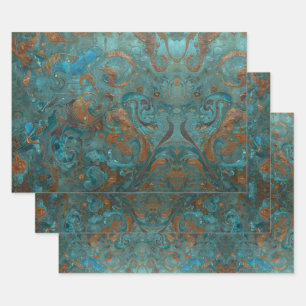Hoja De Papel De Regalo Pátina de cobre angustiado efímera vintage 