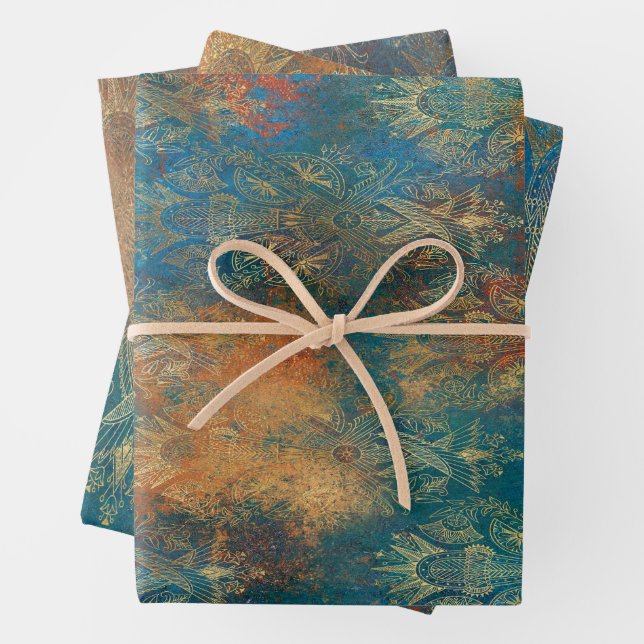 Hoja De Papel De Regalo Pátina de Cooper Teal (In situ)