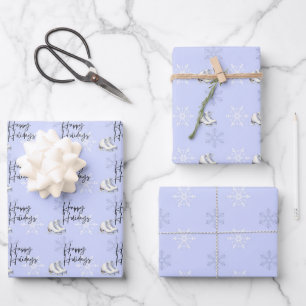Hoja De Papel De Regalo Patinaje helado Snowflakes Winter Wonderland Gift