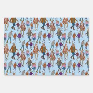 Hoja De Papel De Regalo Patinaje Sobre Hielo En El Parque