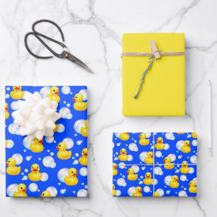 Hoja De Papel De Regalo Pato de goma de acuarela y burbujas de jabón 