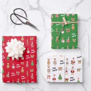 Hoja De Papel De Regalo Pato de Navidad Feliz Goosman