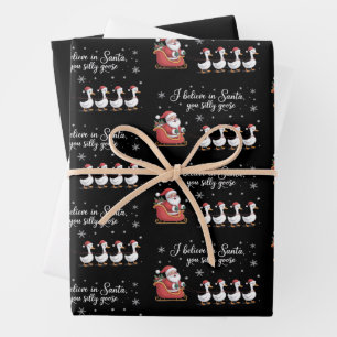 Hoja De Papel De Regalo Pato loco de Navidad Creo en Santa Divertido