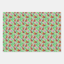 Hoja De Papel De Regalo Patos Verde azulados De Alas Azules En Un Patrón D