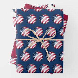 Hoja De Papel De Regalo Patriótico Estados Unidos Bandera Globe Guay