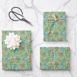 Hoja De Papel De Regalo Patrón 3 de Camping Bushcraft Tienda de Mochila