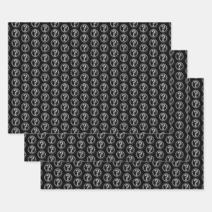 Hoja De Papel De Regalo Patrón 3D de marcas de interrogación en blanco neg