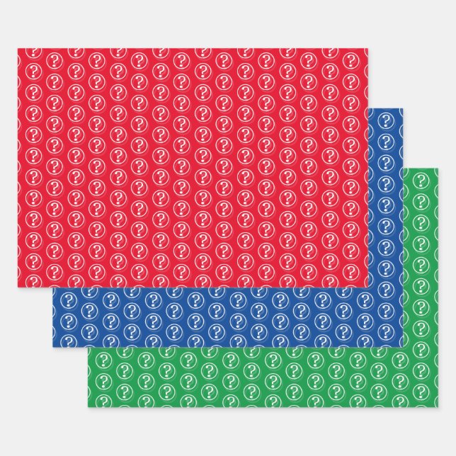 Hoja De Papel De Regalo Patrón 3D de marcas de preguntas blancas (Set)