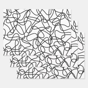 Hoja De Papel De Regalo Patrón abstracto - blanco y negro