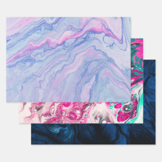 Hoja De Papel De Regalo Patrón abstracto colorido de pintura de mármol mod
