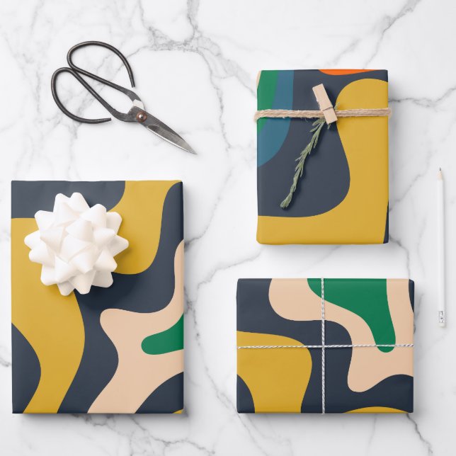 Hoja De Papel De Regalo Patrón abstracto de remojo líquido retro (Anverso)