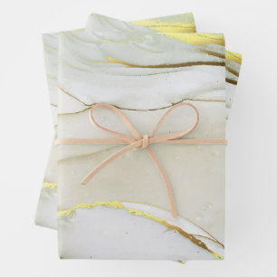 Hoja De Papel De Regalo Patrón abstracto de tinta dorada elegante