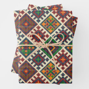 Hoja De Papel De Regalo Patrón abstracto del bordado europeo vintage