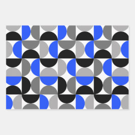 Hoja De Papel De Regalo Patrón abstracto moderno de mediados de siglo Azul