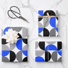 Hoja De Papel De Regalo Patrón abstracto moderno de mediados de siglo Azul