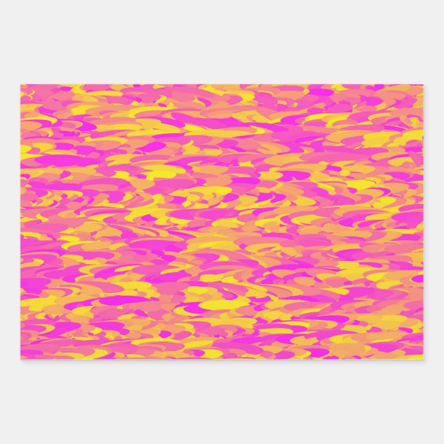 Hoja De Papel De Regalo Patrón abstracto Naranja amarillo rosado (Anverso)