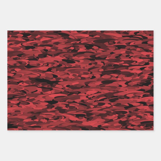 Hoja De Papel De Regalo Patrón abstracto negro rojo (Anverso)