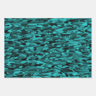 Hoja De Papel De Regalo Patrón abstracto Verde azulado negro