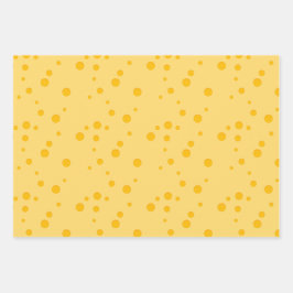 Hoja De Papel De Regalo Patrón amarillo de queso suizo con agujeros