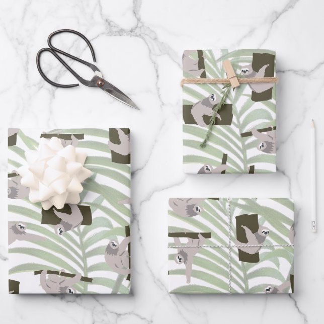 Hoja De Papel De Regalo Patrón animal espumoso en bosque silvestre (Anverso)