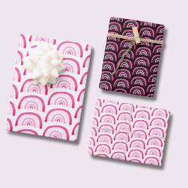 Hoja De Papel De Regalo Patrón arcoiris rosa