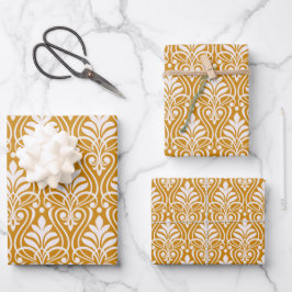 Hoja De Papel De Regalo Patrón Art Deco 01 - Blanco sobre el oro Deco 2