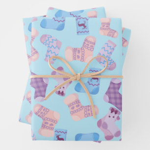 Hoja De Papel De Regalo Patrón azul del patrón de las bobinas de punto de