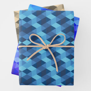 Hoja De Papel De Regalo Patrón azul geométrico