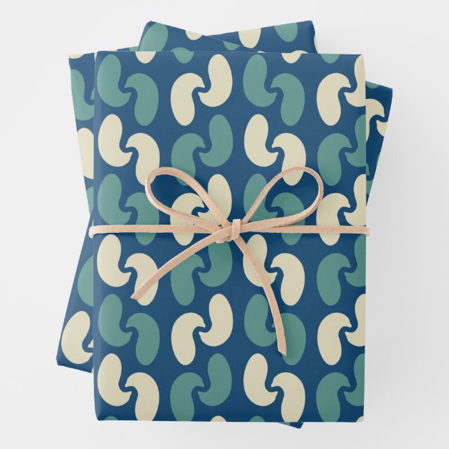 Hoja De Papel De Regalo Patrón azul retro (In situ)