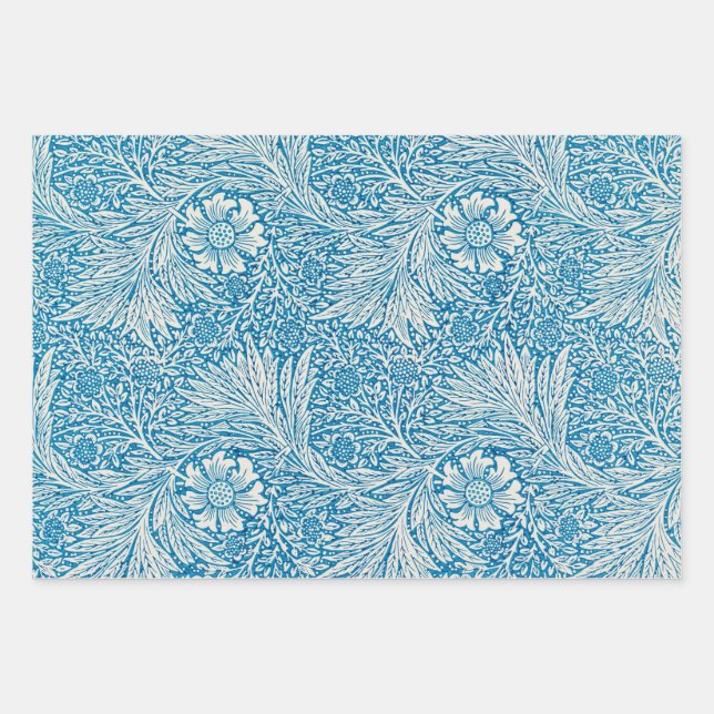 Hoja De Papel De Regalo Patrón blanco azul marino de William Morris (Anverso)