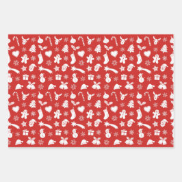 Hoja De Papel De Regalo patrón blanco de los navidades