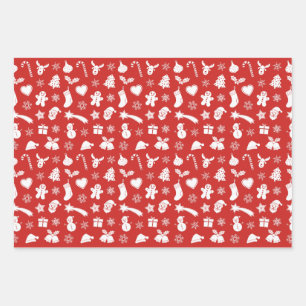 Hoja De Papel De Regalo patrón blanco de los navidades
