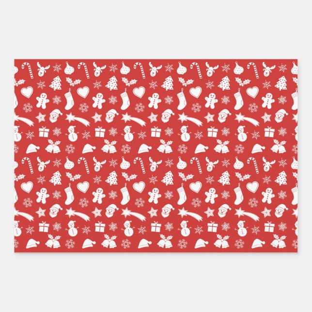 Hoja De Papel De Regalo patrón blanco de los navidades (Anverso)