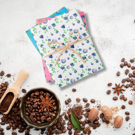 Hoja De Papel De Regalo Patrón blanco rosa de arándano